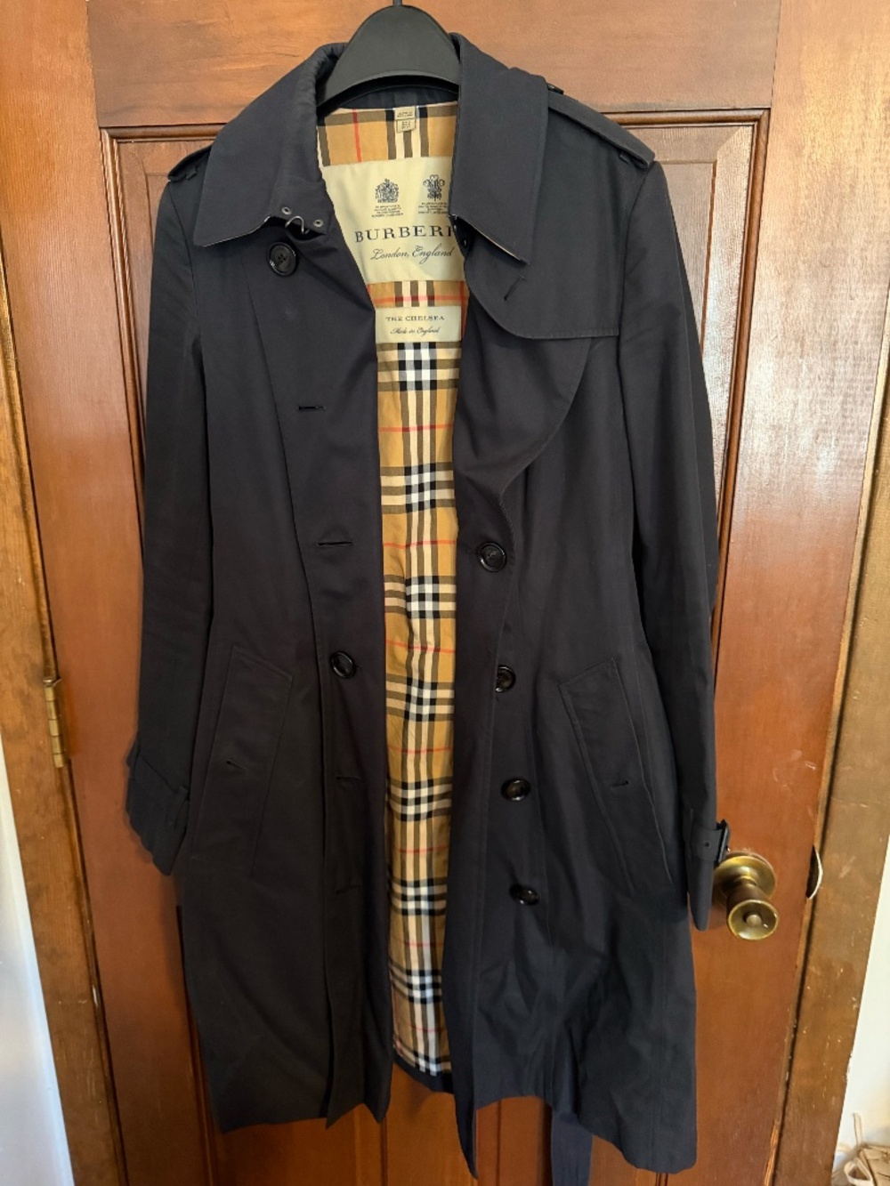Burberry Chelsea Trench US size 6 Black, Nova Check lining